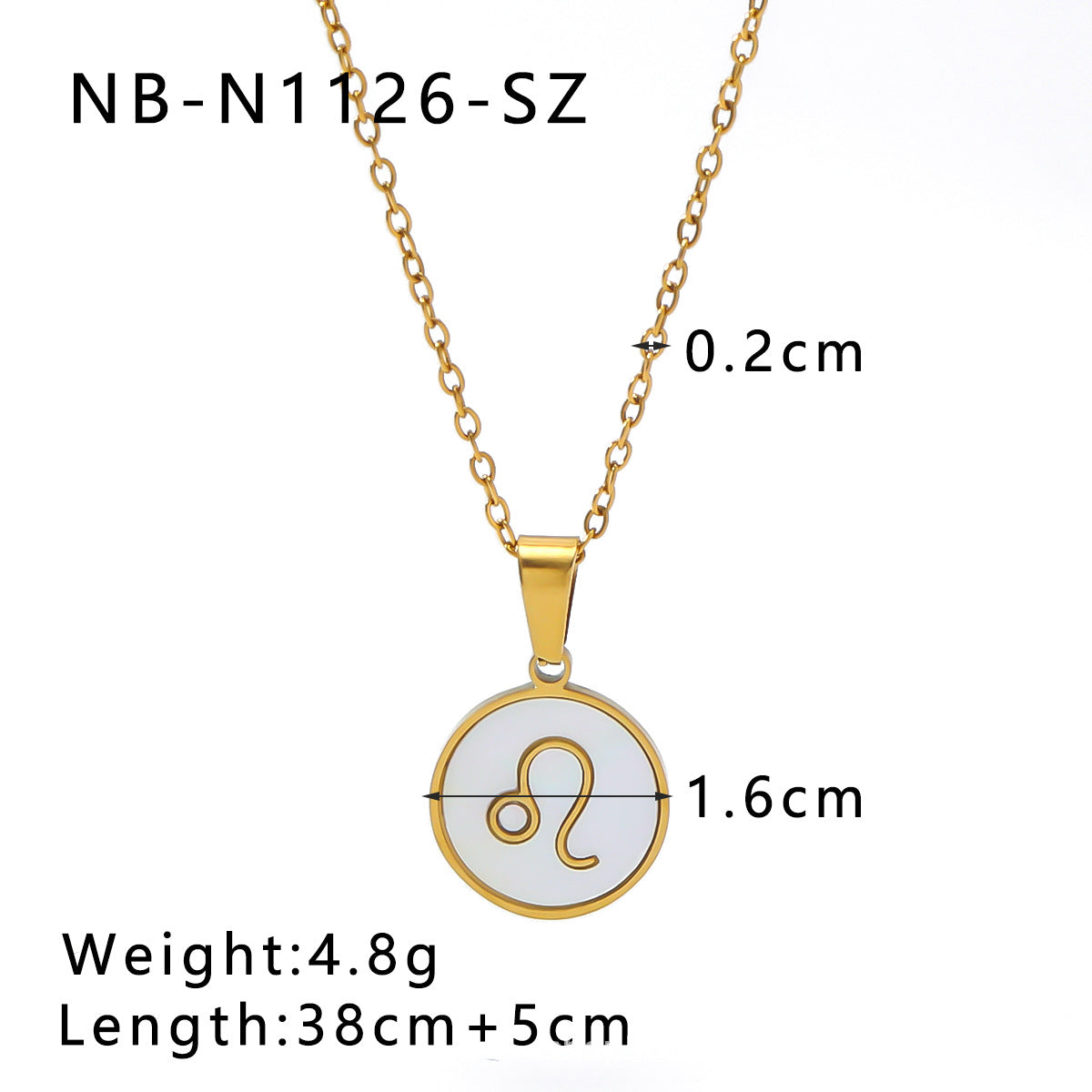 1104# Fashion trend retro temperament 12 constellations white seashell pendant titanium steel necklace women's jewelry