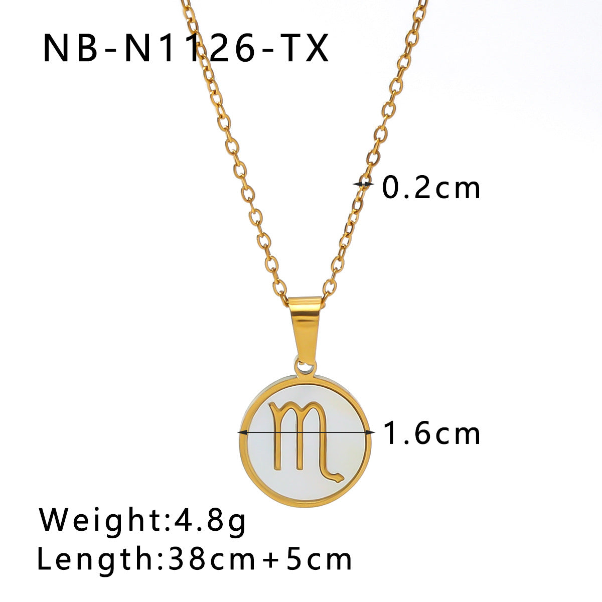 1104# Fashion trend retro temperament 12 constellations white seashell pendant titanium steel necklace women's jewelry