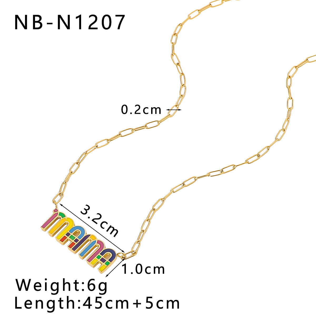 1112# Stainless steel 18k gold plated simple butterfly rainbow love color necklace niche European and American oil dripping clavicle chain