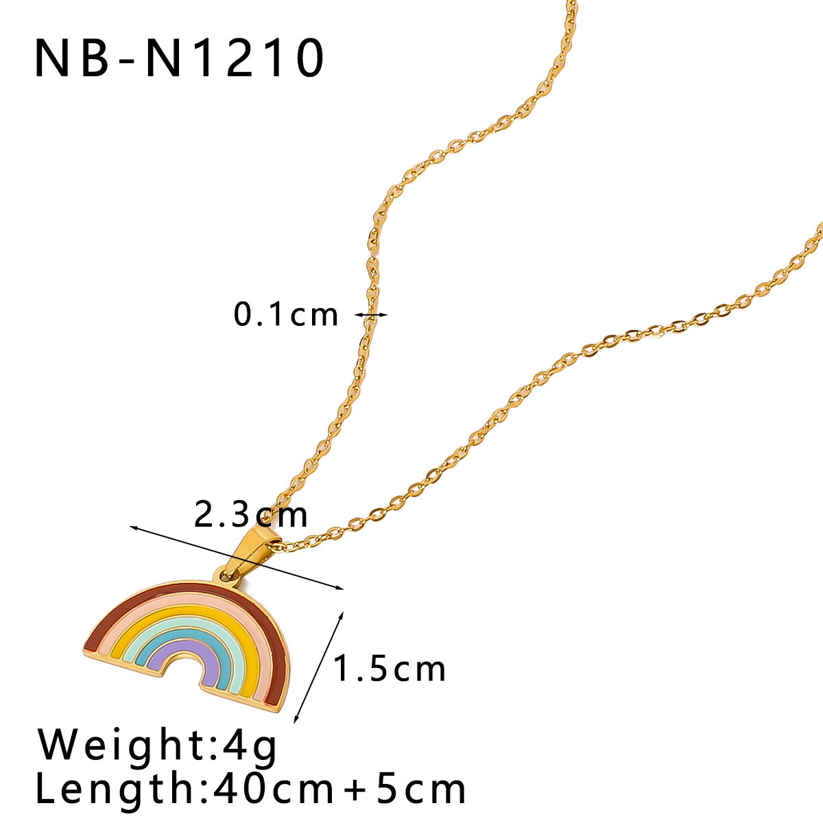 1112# Stainless steel 18k gold plated simple butterfly rainbow love color necklace niche European and American oil dripping clavicle chain