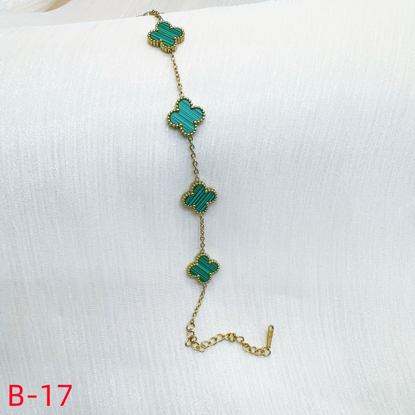 905# Stainless Steel Clover Bracelet【Five Clovers, B-09 to B-19】