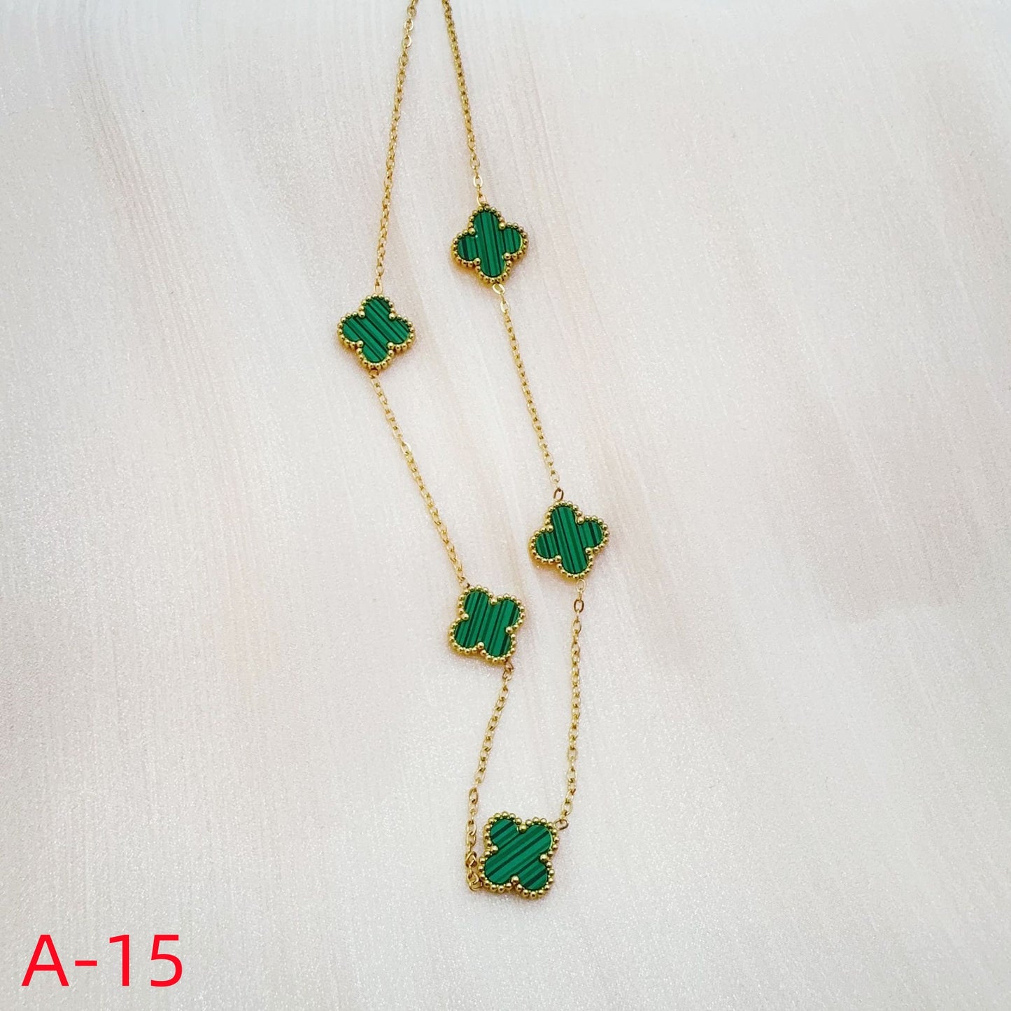 902# Stainless Steel Clover Necklace【Five Clovers, A-09 to A-15】