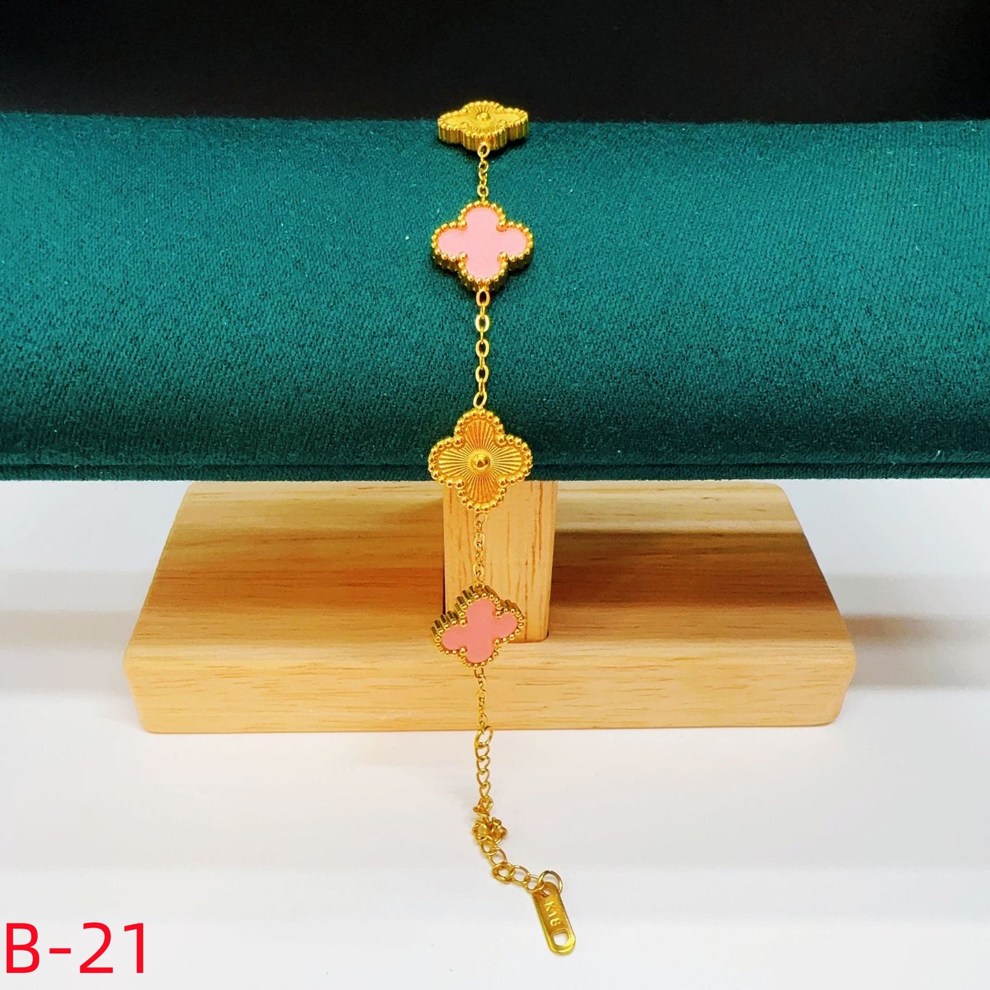 906# Stainless Steel Clover Bracelet【Colorful Five Clovers, B-20 to B-25】